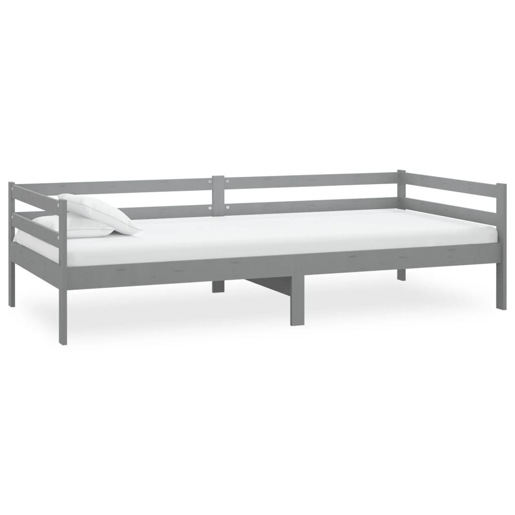 Divano Letto con Materasso 90x200 cm Grigio in Legno di Pino 3083566