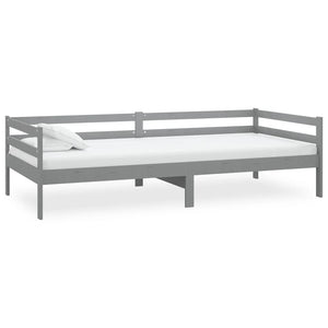 Divano Letto con Materasso 90x200 cm Grigio in Legno di Pino 3083566