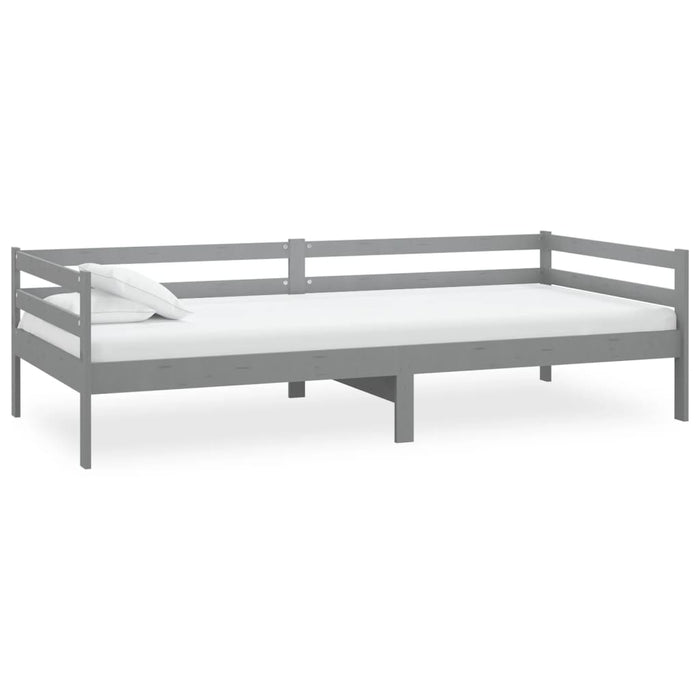 Divano Letto con Materasso 90x200 cm Grigio in Legno di Pino 3083566