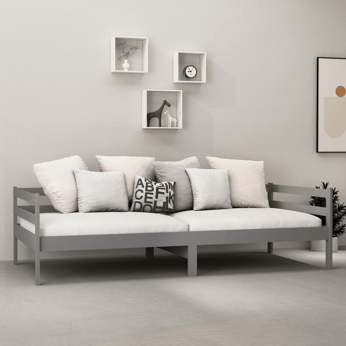Divano Letto con Materasso 90x200 cm Grigio in Legno di Pino cod mxl 64668