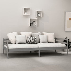 Divano Letto con Materasso 90x200 cm Grigio in Legno di Pino 3083571