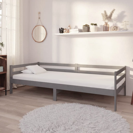 Divano Letto con Materasso 90x200 cm Grigio in Legno di Pino cod mxl 64668