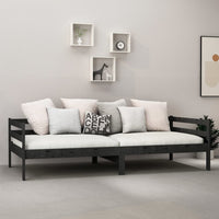 Divano Letto con Materasso 90x200 cm Nero in Legno di Pino 3083573