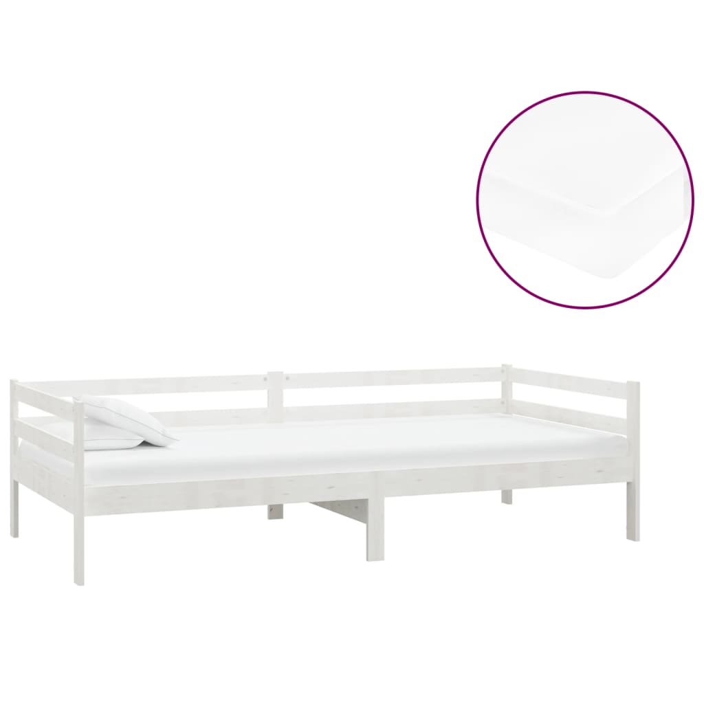 Divano Letto con Materasso 90x200 cm Bianco in Legno di Pino 3083575
