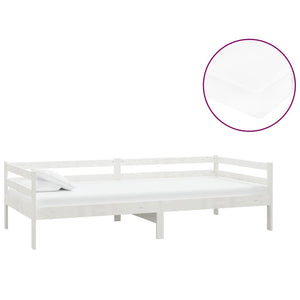 Divano Letto con Materasso 90x200 cm Bianco in Legno di Pino 3083575