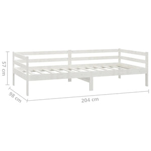 Divano Letto con Materasso 90x200 cm Bianco in Legno di Pino 3083575