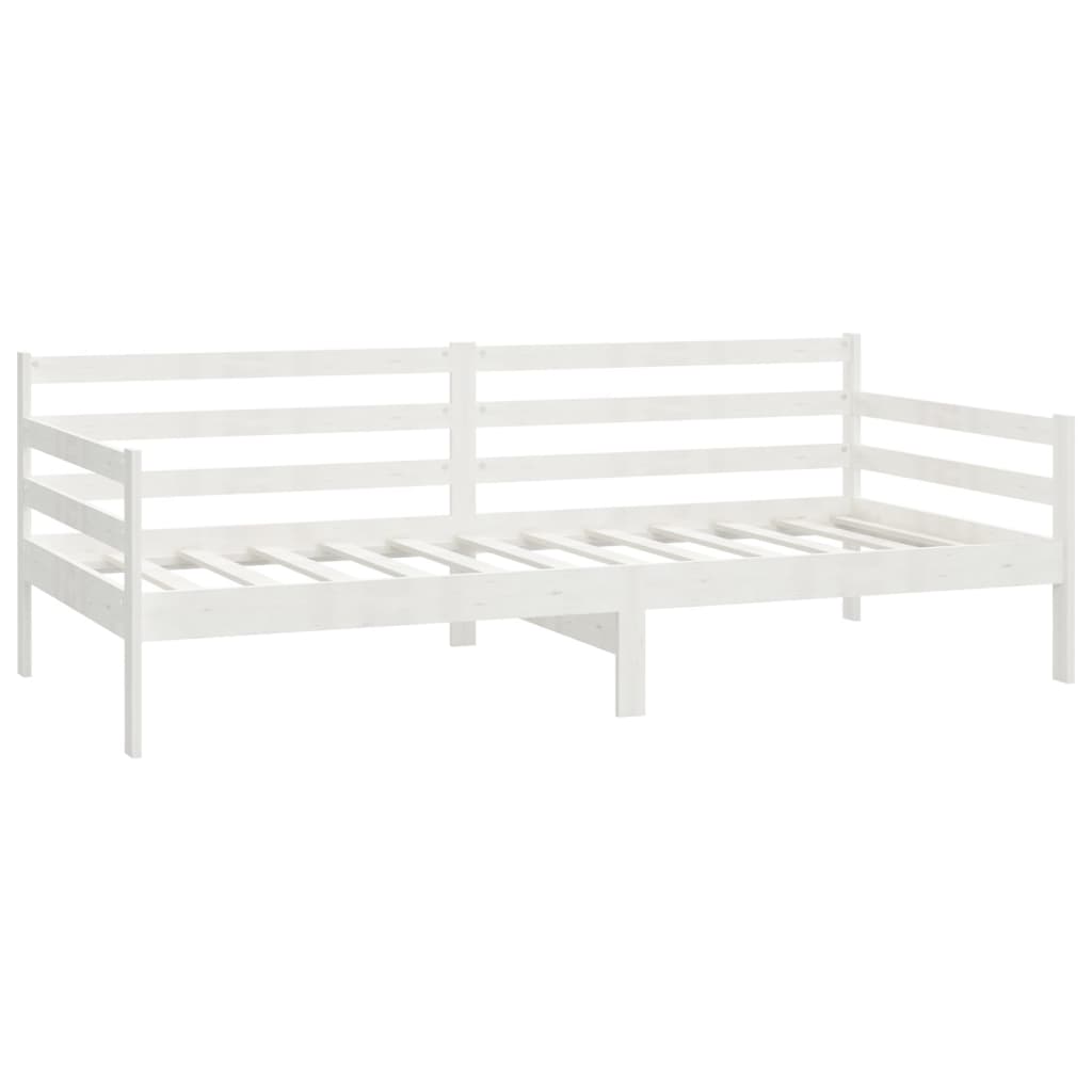 Divano Letto con Materasso 90x200 cm Bianco in Legno di Pino 3083580