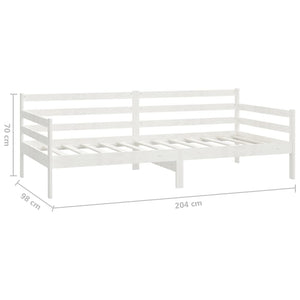 Divano Letto con Materasso 90x200 cm Bianco in Legno di Pino 3083580