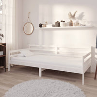 Divano Letto con Materasso 90x200 cm Bianco in Legno di Pino 3083585
