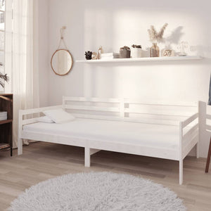 Divano Letto con Materasso 90x200 cm Bianco in Legno di Pino 3083585