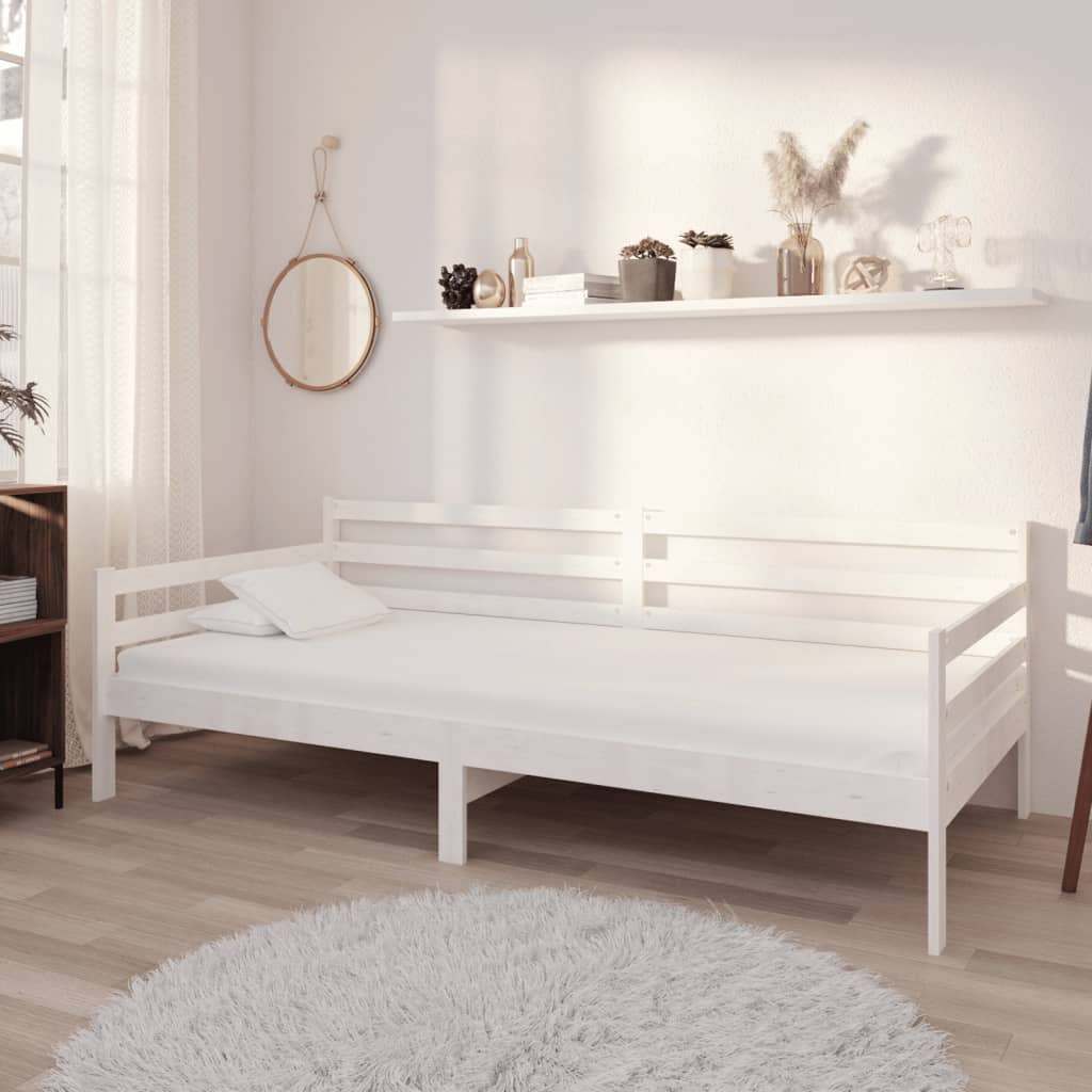 Divano Letto con Materasso-Sofa Letto-Daybed 90x200 cm Bianco in Legno di Pino 957235