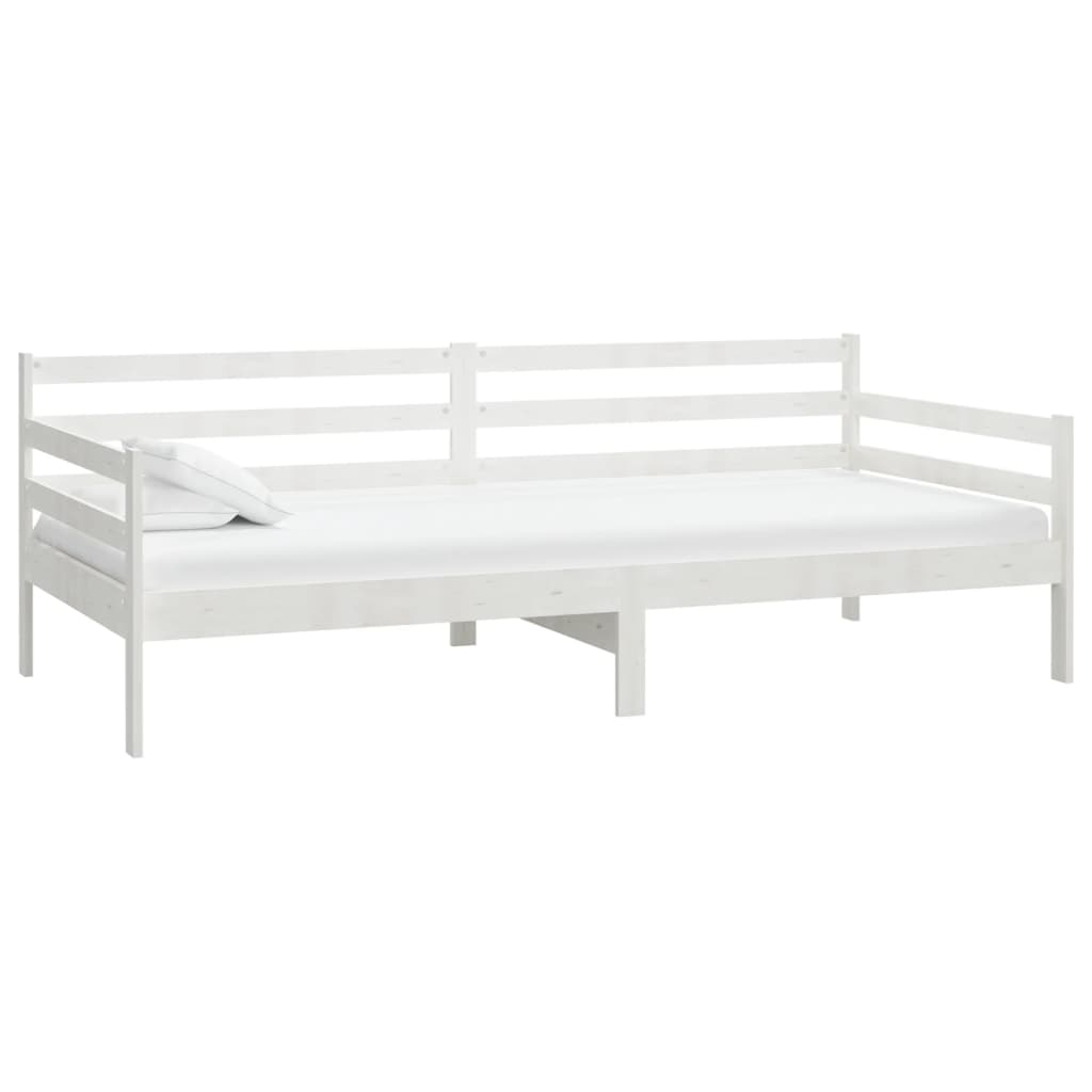 Divano Letto con Materasso-Sofa Letto-Daybed 90x200 cm Bianco in Legno di Pino 121877