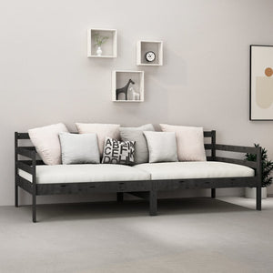 Divano Letto con Materasso 90x200 cm Nero in Legno di Pino 3083593