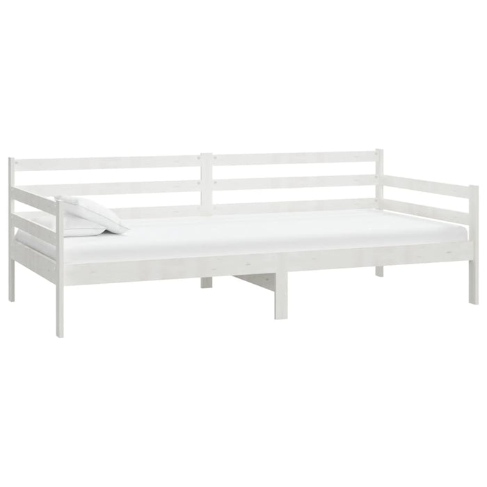 Divano Letto con Materasso 90x200 cm Bianco in Legno di Pino 3083595