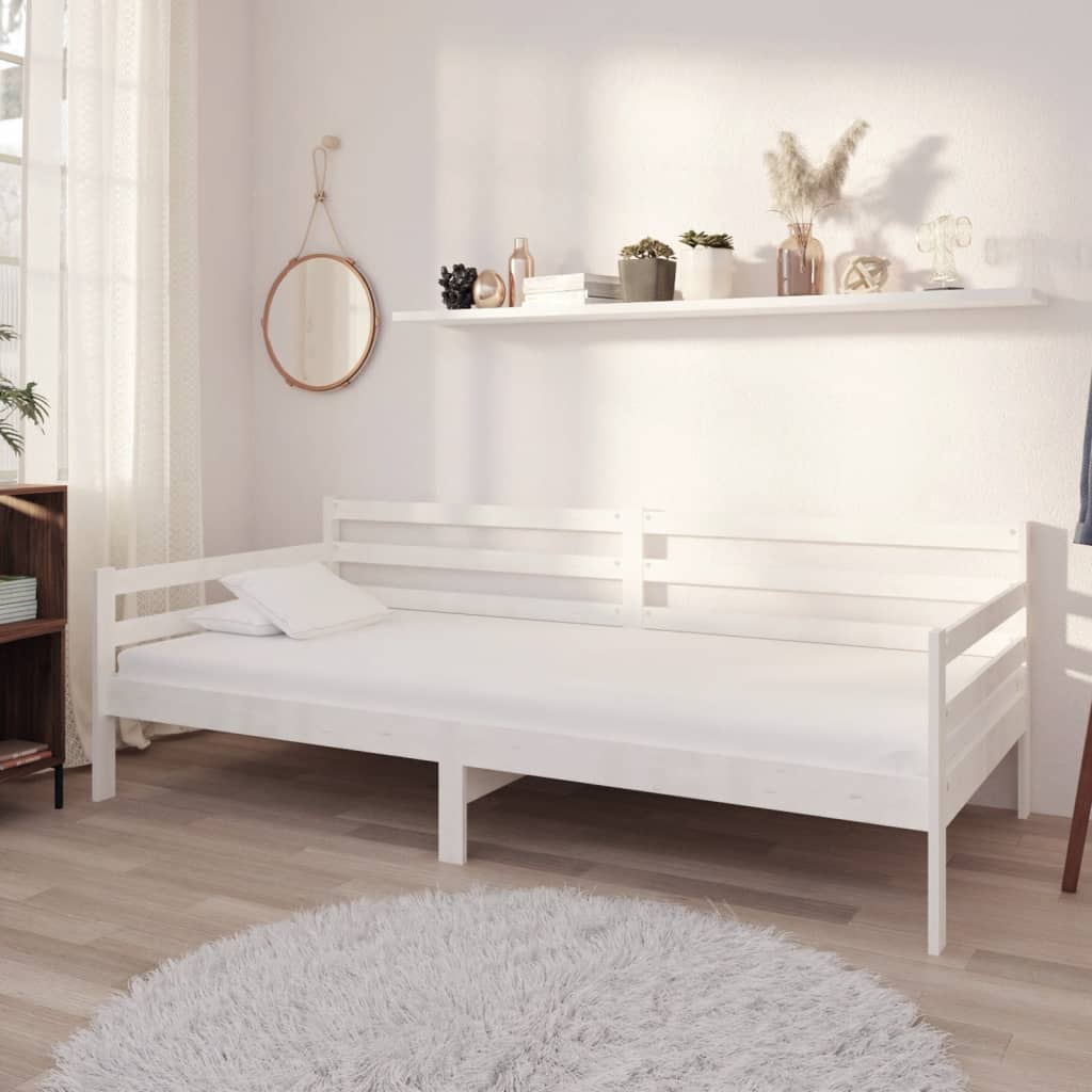 Divano Letto con Materasso-Sofa Letto-Daybed 90x200 cm Bianco in Legno di Pino 998680