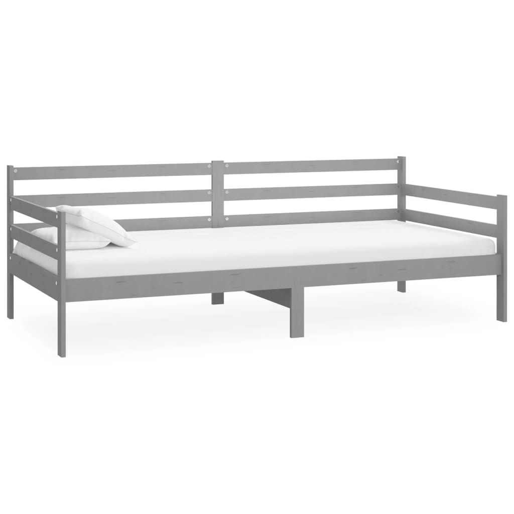 Divano Letto con Materasso 90x200 cm Grigio in Legno di Pino cod mxl 61932