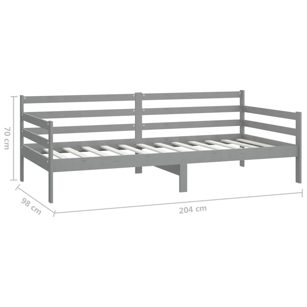 Divano Letto con Materasso 90x200 cm Grigio in Legno di Pino cod mxl 61932