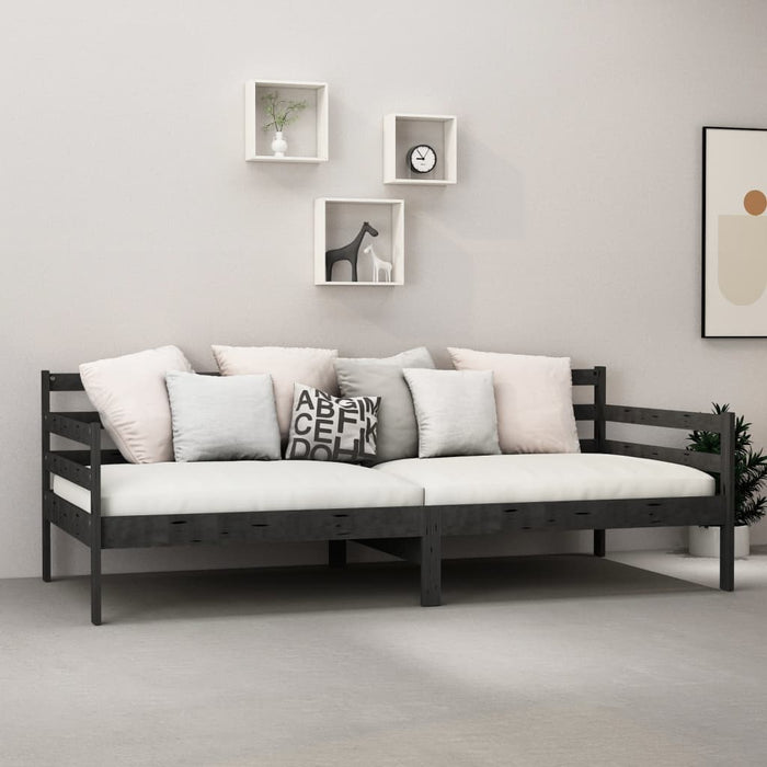 Divano Letto con Materasso 90x200 cm Nero in Legno di Pino 3083603