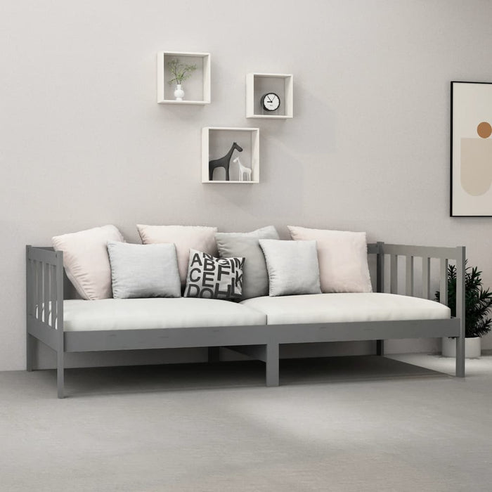 Divano Letto con Materasso-Sofa Letto-Daybed 90x200 cm Grigio in Legno di Pino 217426