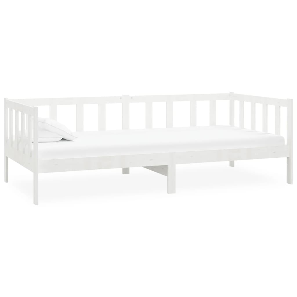 Divano Letto con Materasso 90x200 cm Bianco in Legno di Pino 3083615