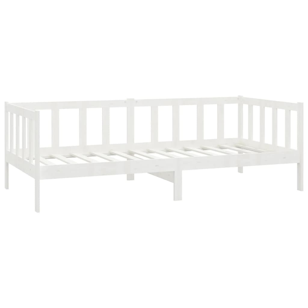 Divano Letto con Materasso 90x200 cm Bianco in Legno di Pino 3083625