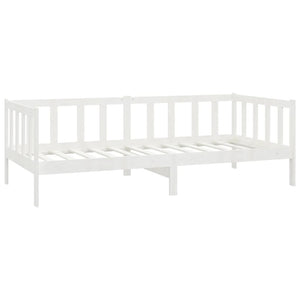 Divano Letto con Materasso 90x200 cm Bianco in Legno di Pino 3083625