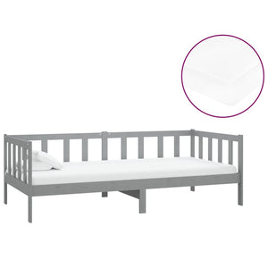Divano Letto con Materasso-Sofa Letto-Daybed 90x200 cm Grigio in Legno di Pino 125149