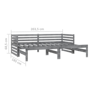 Dormeuse Estraibile 2x(90x200) cm Grigia in Legno di Pino cod mxl 64427