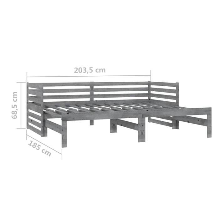 Dormeuse Estraibile 2x(90x200) cm Grigia in Legno di Pino cod mxl 64427