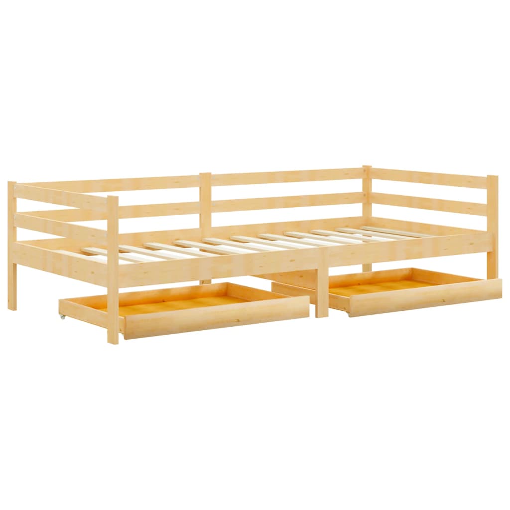 Divano Letto con Cassetti-Sofa Letto-Daybed 90x200 cm Legno Massello di Pino 523442