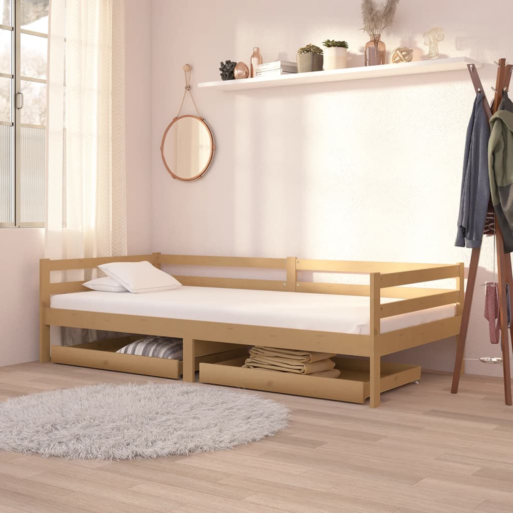 Divano Letto con Cassetti 90x200 cm Ambra in Legno di Pino 3083677
