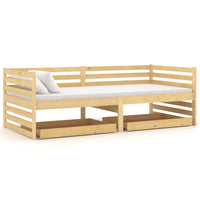 Divano Letto con Cassetti 90x200 cm Legno Massello di Pino 3083689