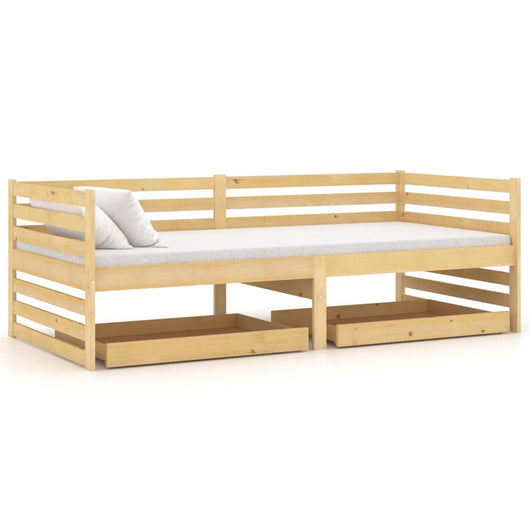 Divano Letto con Cassetti 90x200 cm Legno Massello di Pino 3083689