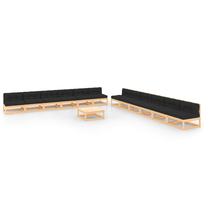 Set Divani da Giardino 13 pz con Cuscini Legno Massello di Pino cod mxl 41055