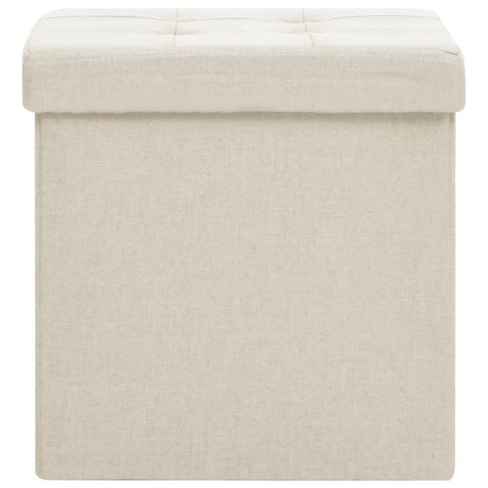 Pouf con Contenitore Pieghevoli 2 pz Bianco Crema in Simil Lino cod mxl 58435