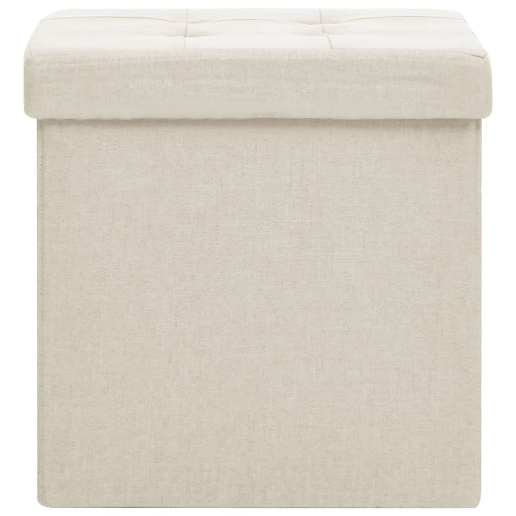 Pouf con Contenitore Pieghevoli 2 pz Bianco Crema in Simil Lino 338773