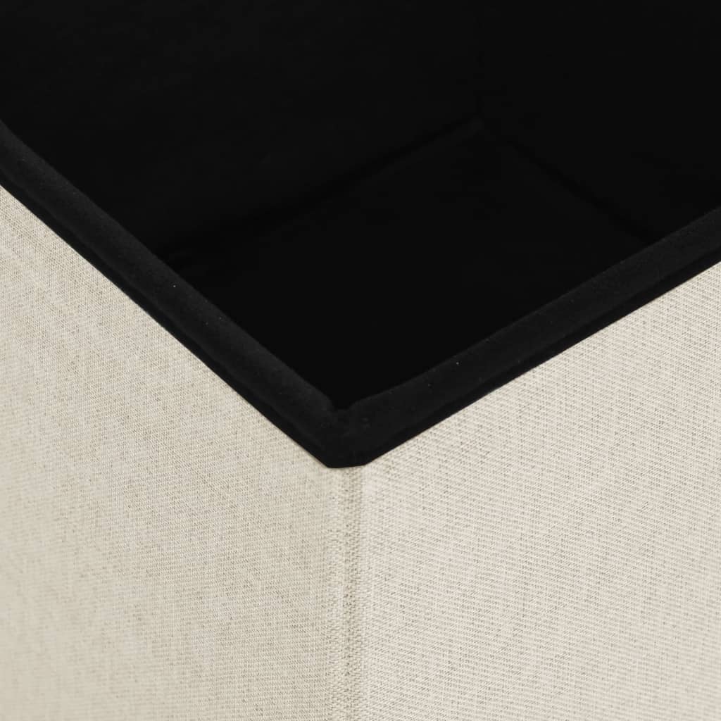 Pouf con Contenitore Pieghevoli 2 pz Bianco Crema in Simil Lino cod mxl 58435