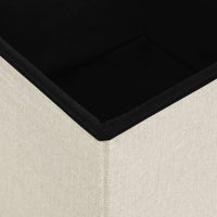 Pouf con Contenitore Pieghevoli 2 pz Bianco Crema in Simil Lino 338773