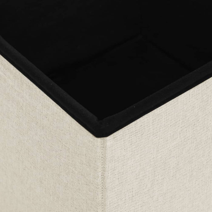 Pouf con Contenitore Pieghevoli 2 pz Bianco Crema in Simil Lino 338773