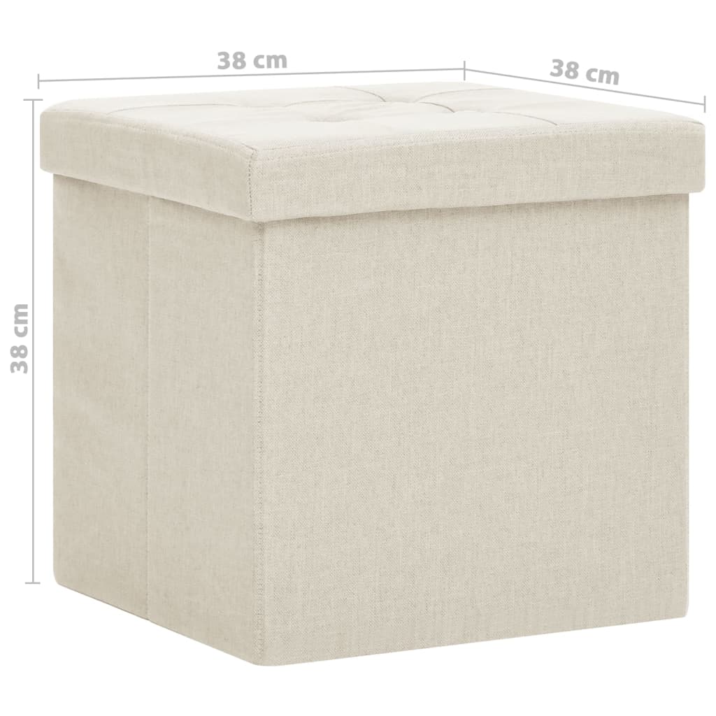 Pouf con Contenitore Pieghevoli 2 pz Bianco Crema in Simil Lino cod mxl 58435