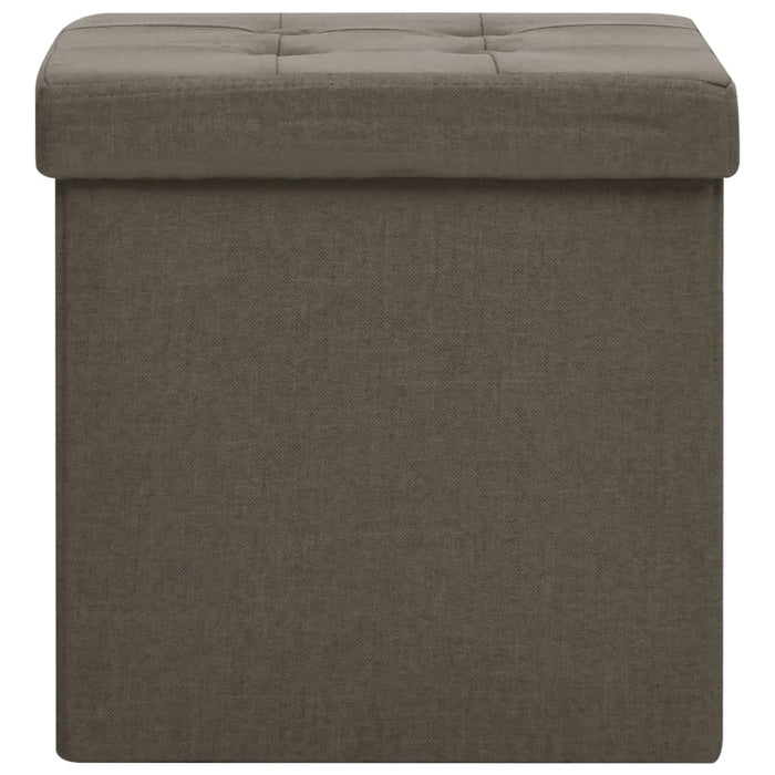 Pouf con Contenitore Pieghevoli 2 pz Marroni in Simil Lino 338774