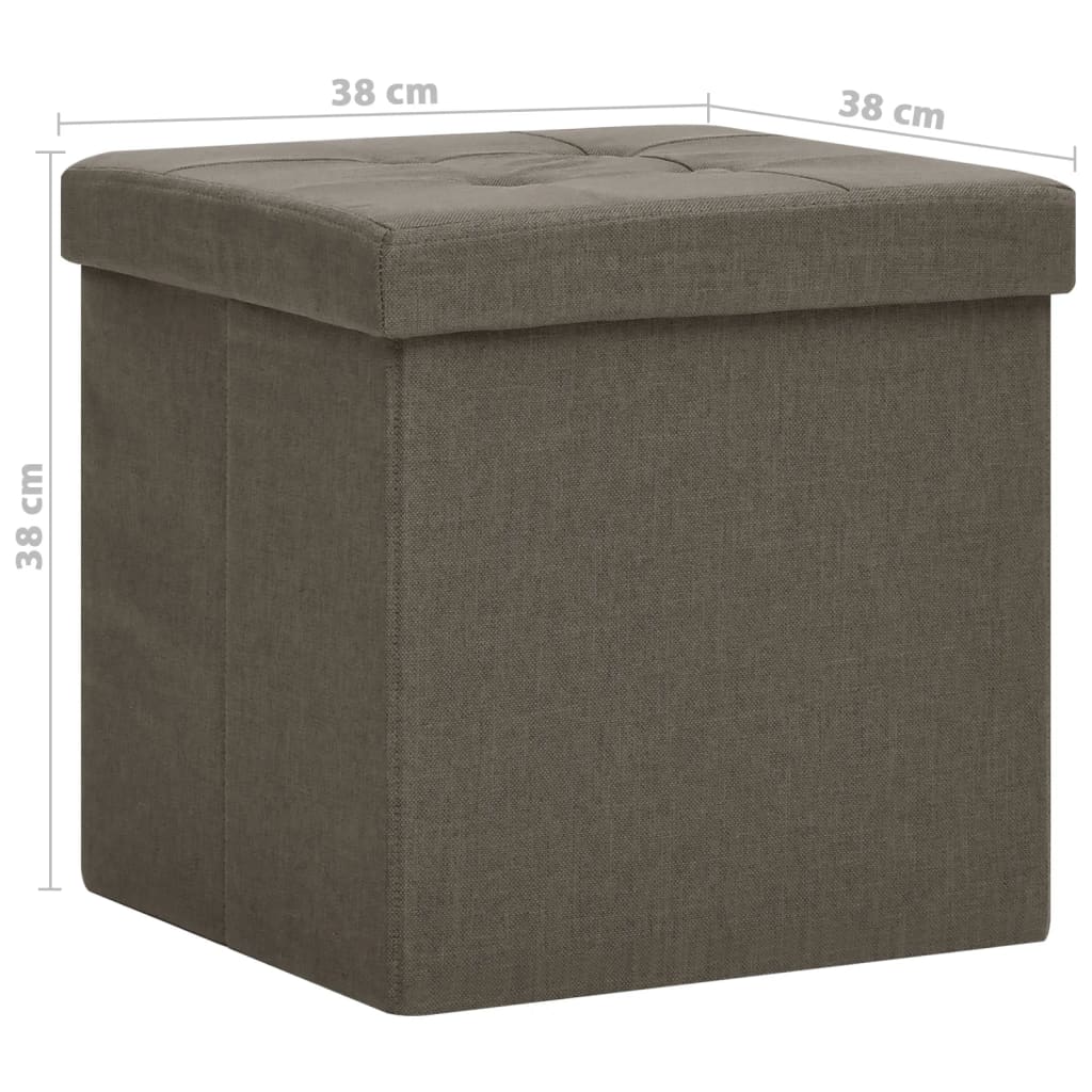 Pouf con Contenitore Pieghevoli 2 pz Marroni in Simil Lino 338774