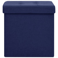 Sgabelli con Contenitore Pieghevoli 2 pz Blu in Simil Lino 338776