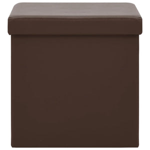 Sgabello con Contenitore Pieghevole Marrone in PVC