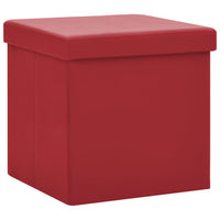 Sgabello con Contenitore Pieghevole Rosso Vino in PVC 338783