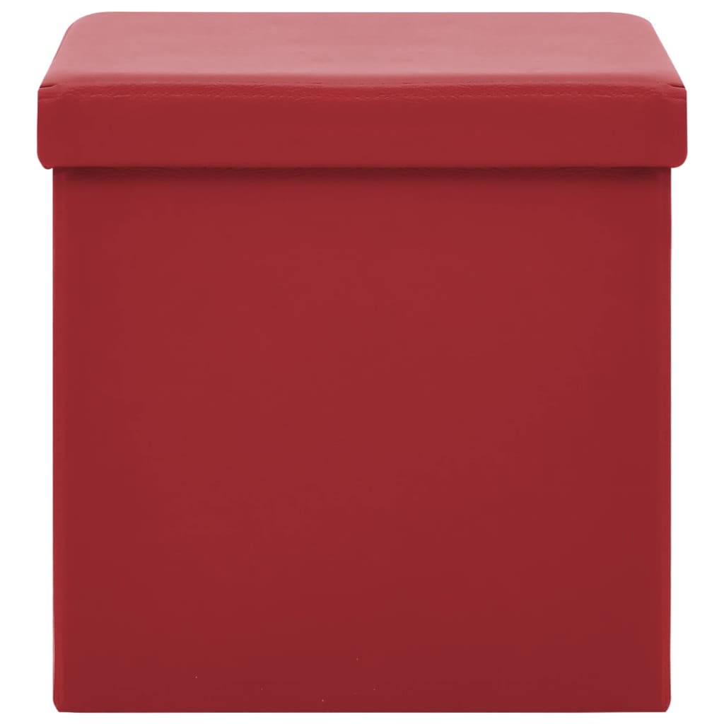 Sgabello con Contenitore Pieghevole Rosso Vino in PVC