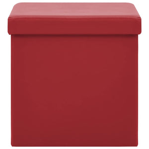 Sgabello con Contenitore Pieghevole Rosso Vino in PVC