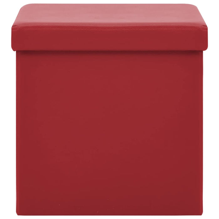 Sgabello con Contenitore Pieghevole Rosso Vino in PVC 338783