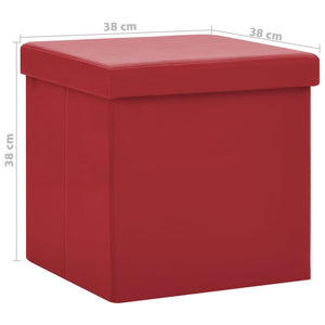 Sgabello con Contenitore Pieghevole Rosso Vino in PVC 338783