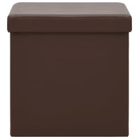 Sgabelli con Contenitore Pieghevoli 2 pz Marroni in PVC 338787